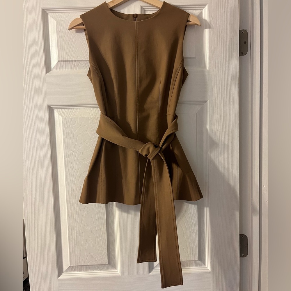 M.M. LAFLEUR Tan Angelina Tunic Tie Waist Top